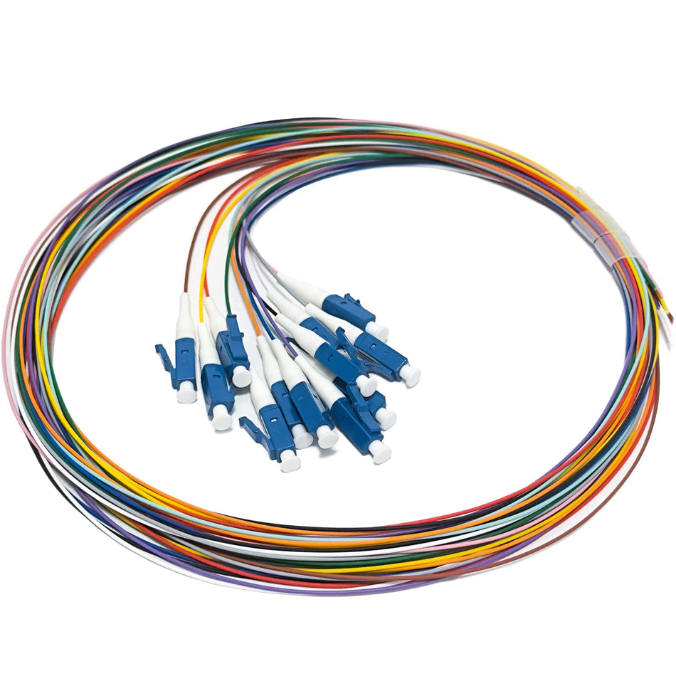 RiteAV 12 Strand Singlemode 9/125 LC-UPC Fiber Pigtail, Fiber Optic Pigtail, 1.5 Meters LC Cable