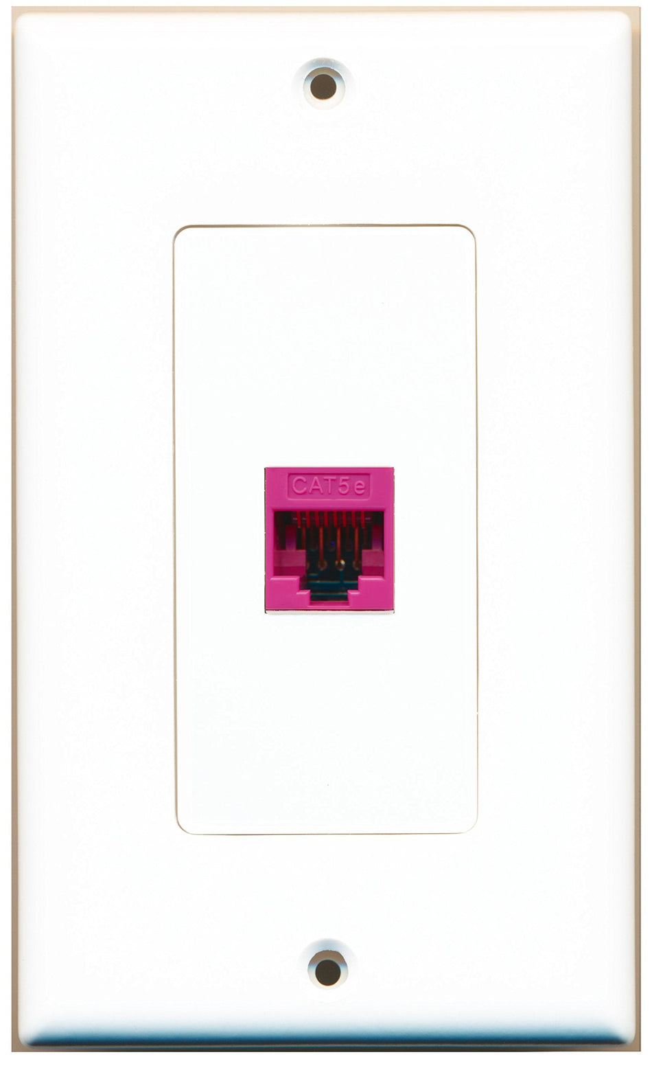 RiteAV 1 Port Cat5e Ethernet Pink Wall Plate OVERSIZED White