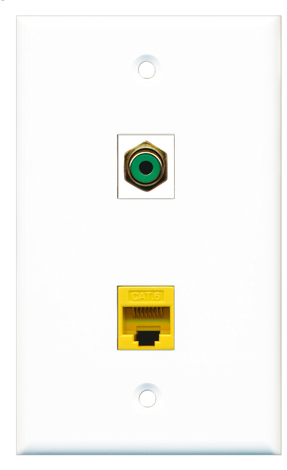 RiteAV - 1 Port RCA Green 1 Port Cat6 Ethernet Yellow Wall Plate - Bracket Included