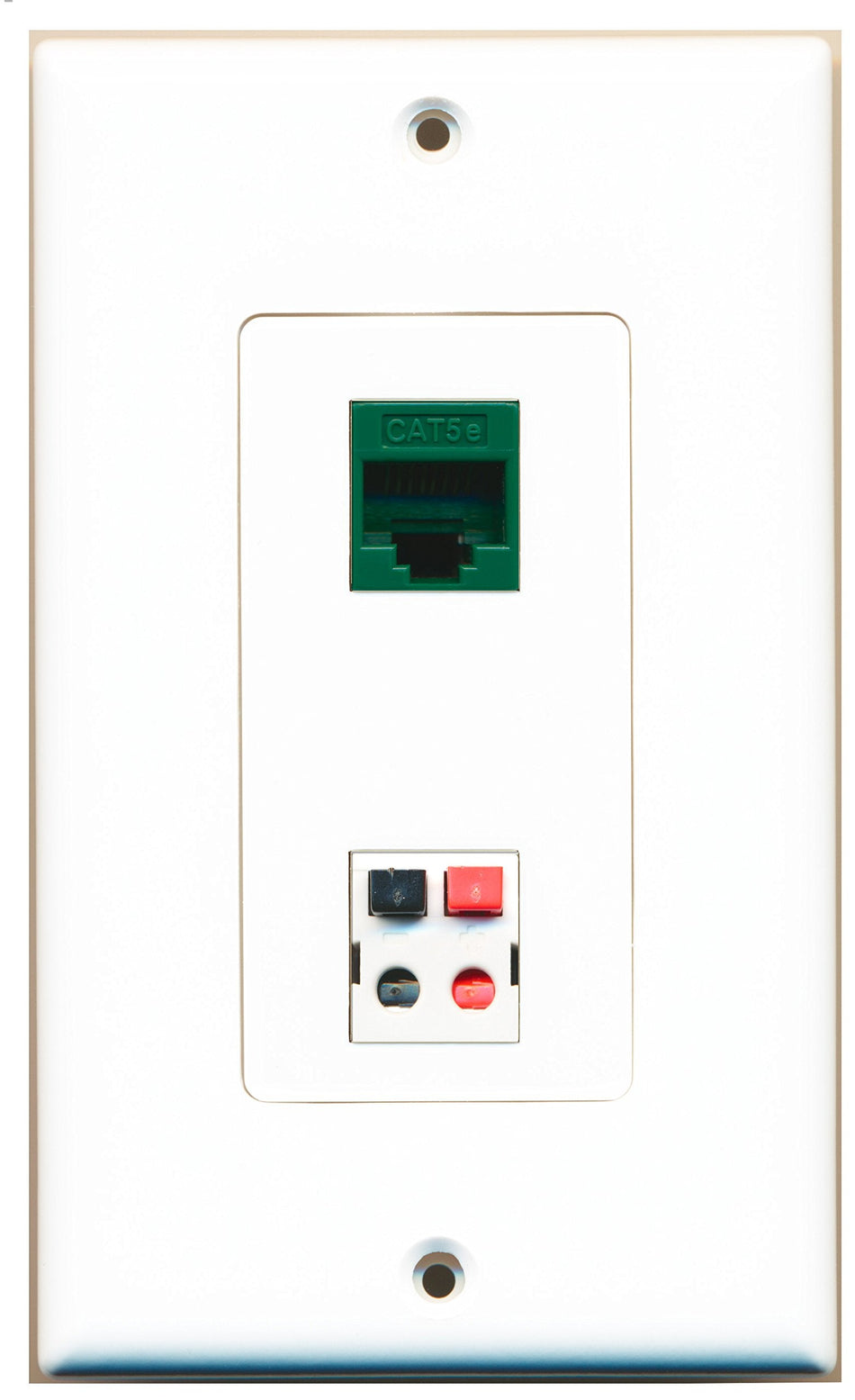 RiteAV 1 Port Cat5e Ethernet Green 1 Port Speaker Wall Plate OVERSIZED
