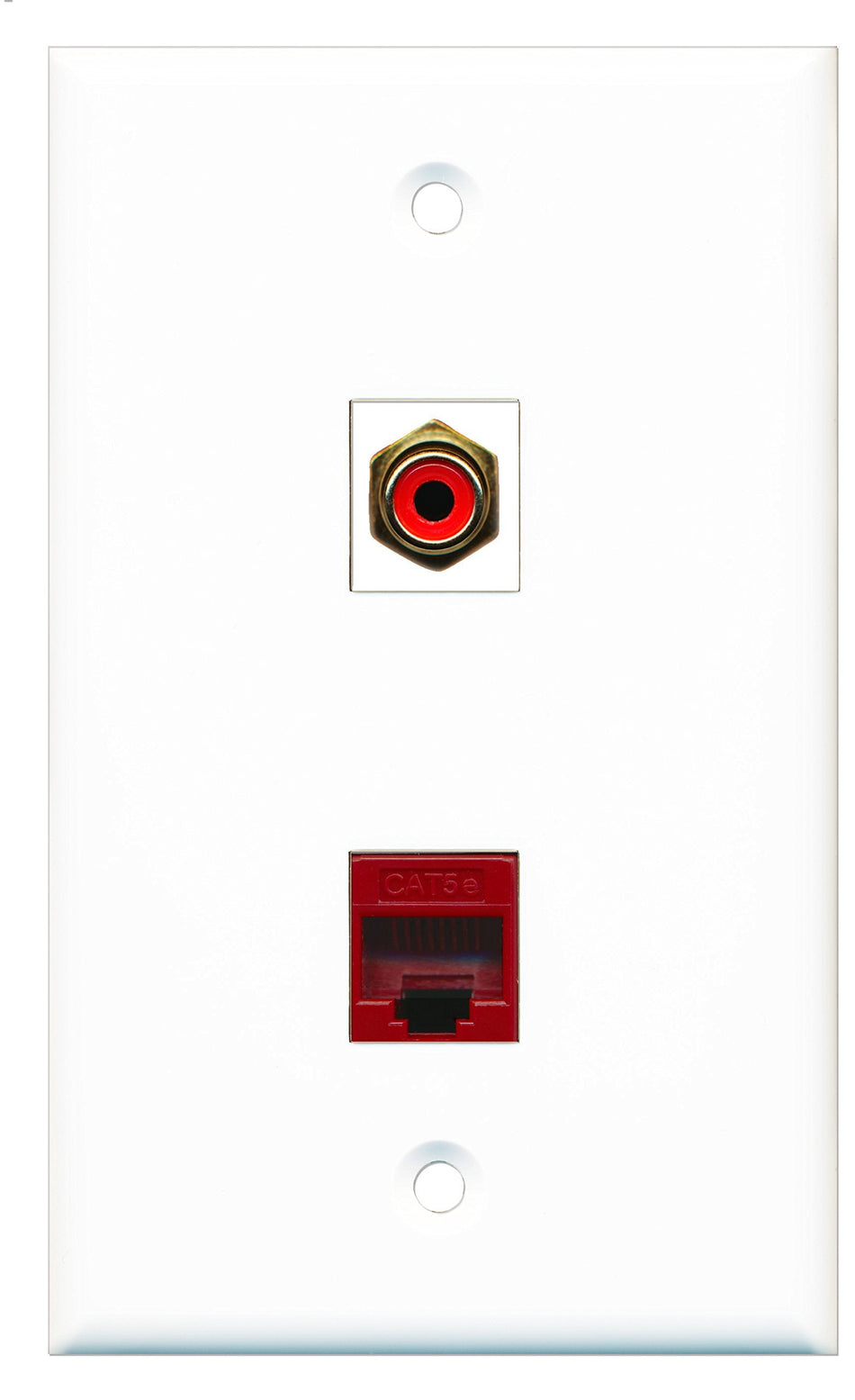 RiteAV - 1 Port RCA Red 1 Port Cat5e Ethernet Red Wall Plate - Bracket Included