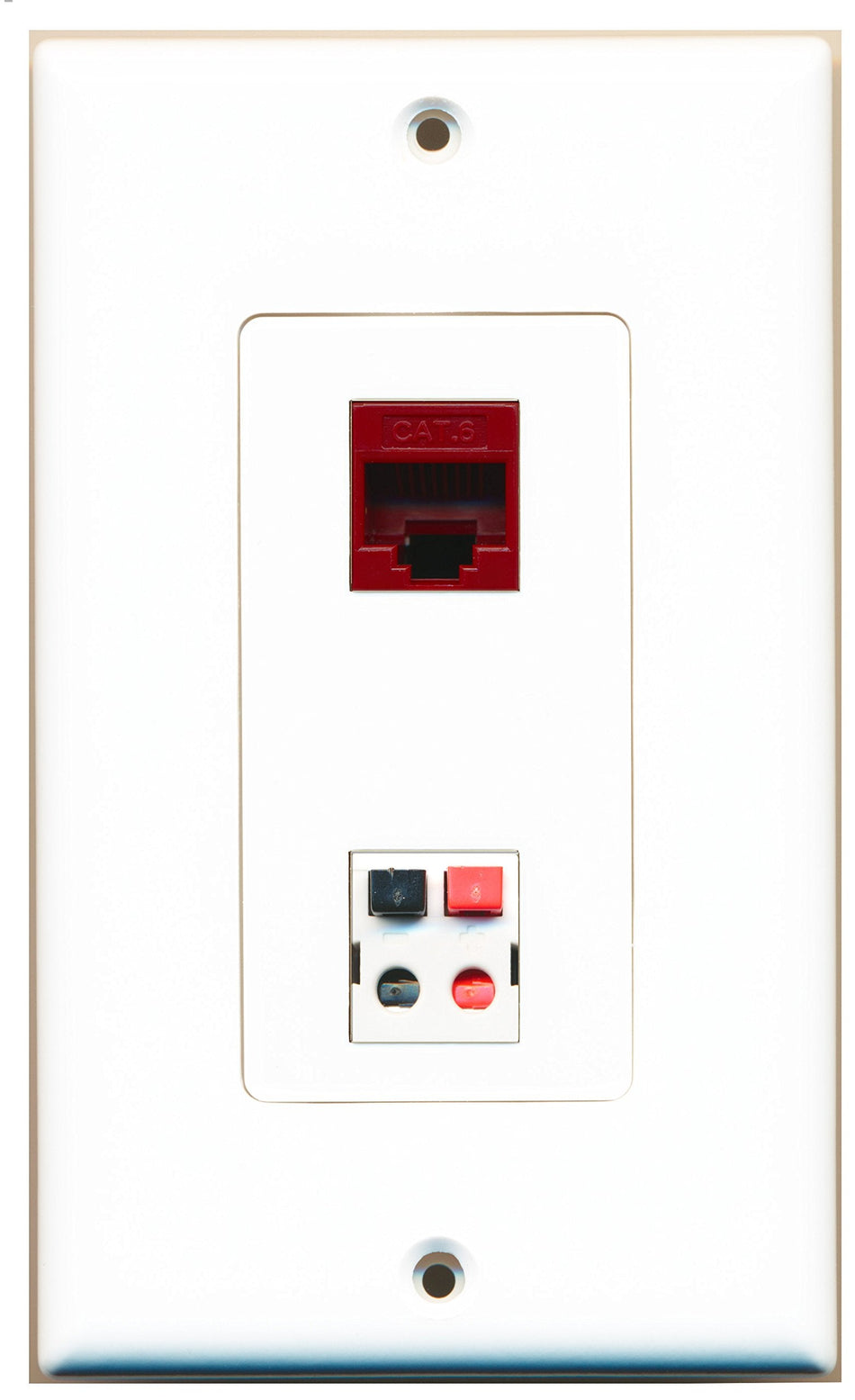RiteAV 1 Port Cat6 Ethernet Red 1 Port Speaker Wall Plate OVERSIZED