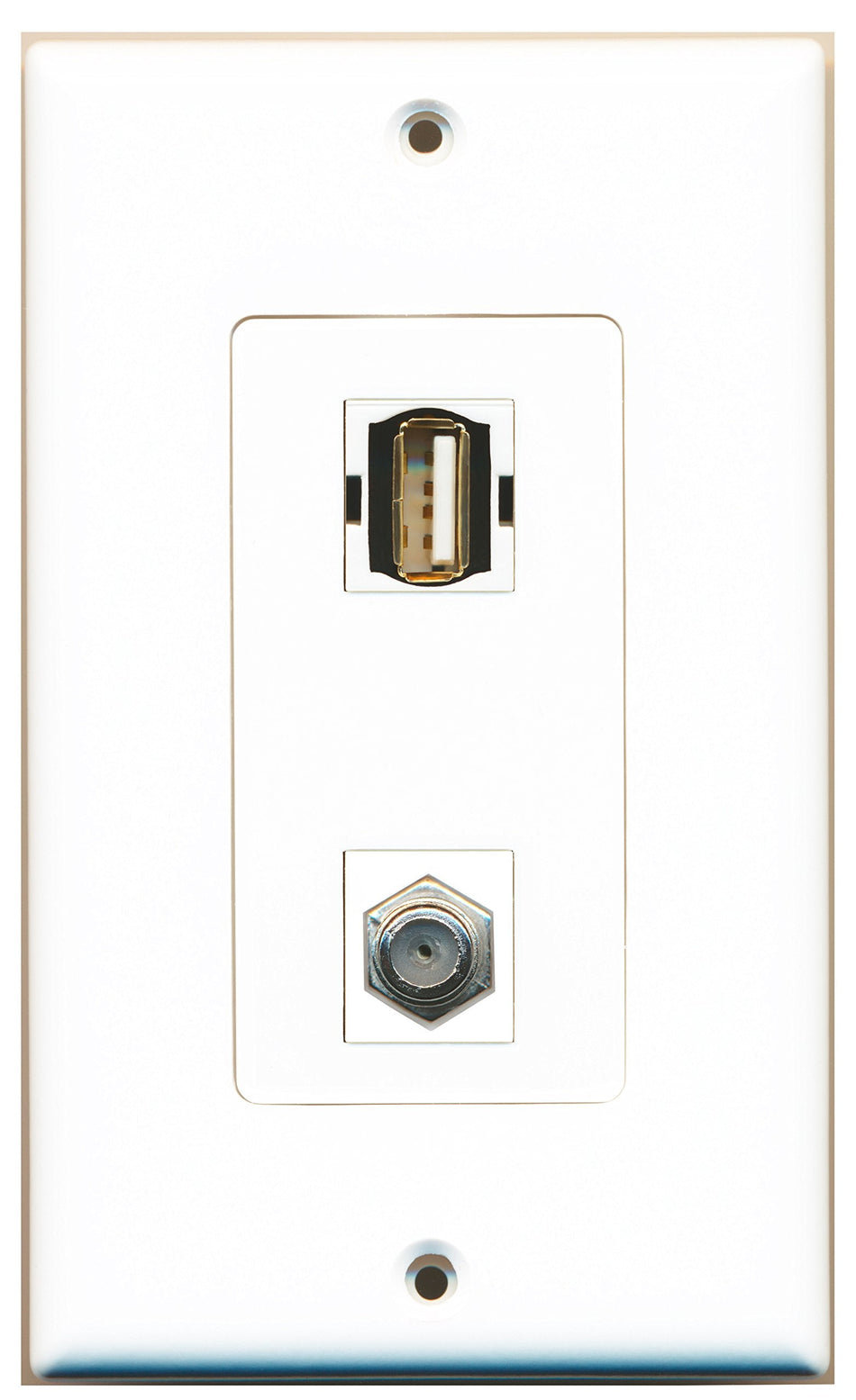RiteAV 1 Port Coax 1 Port USB A-A Type Wall Plate OVERSIZED