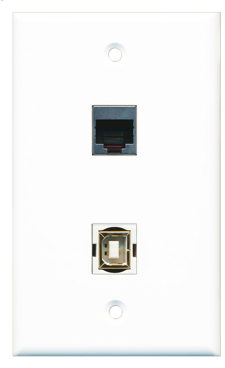 RiteAV - 1 Port RJ45 Shielded 1 Port USB B-B Wall Plate - Bracket Included