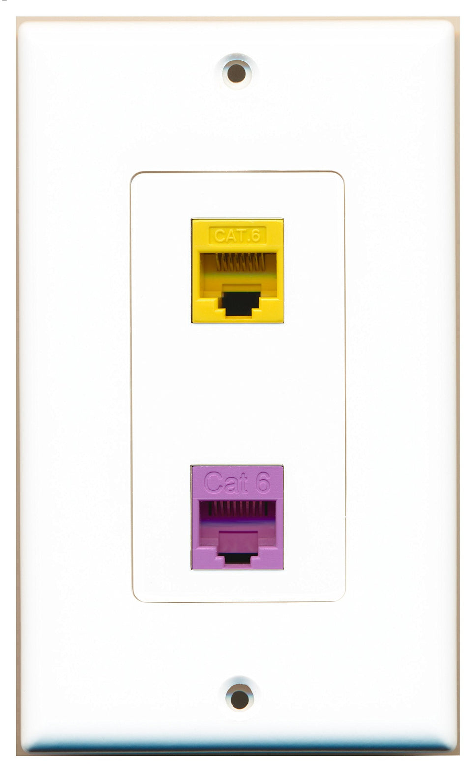 RiteAV 1 Port Cat6 Ethernet Yellow 1 Port Cat6 Ethernet Purple Wall Plate OVERSIZED