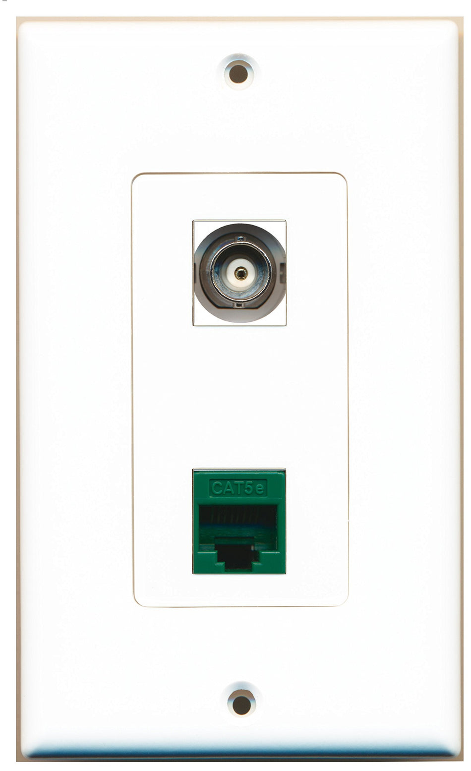 RiteAV 1 Port BNC 1 Port Cat5e Ethernet Green Wall Plate OVERSIZED