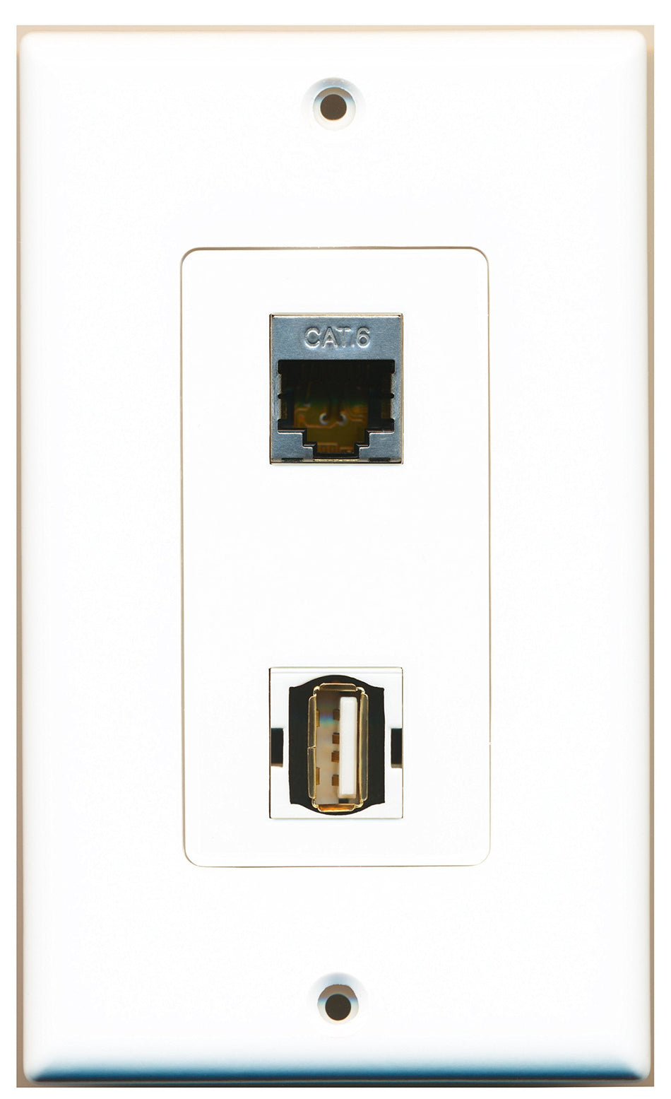 RiteAV 1 Port USB A-A 1 Port Shielded Cat6 Type Wall Plate OVERSIZED