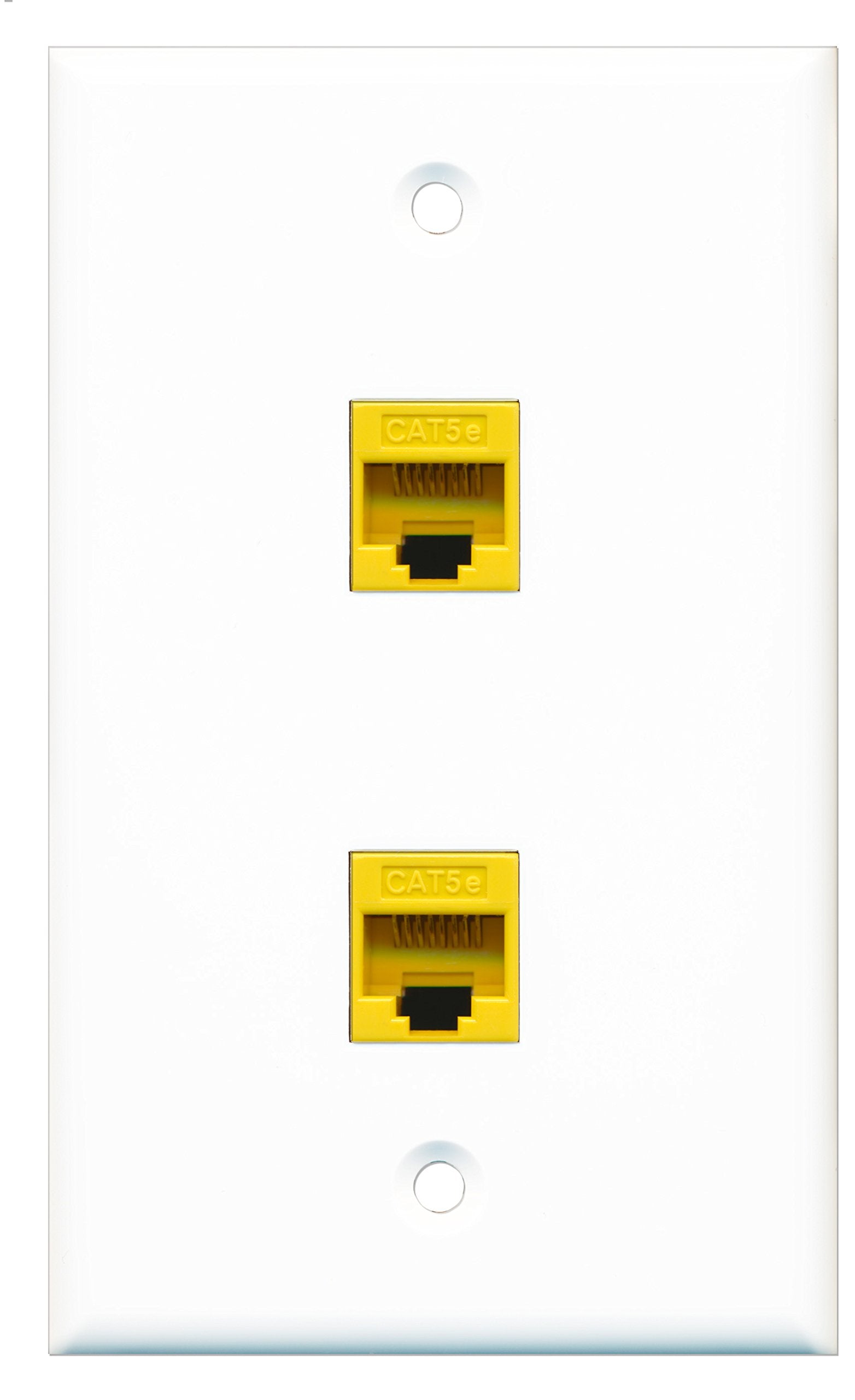 Riteav – Piastra A Muro 2 Porte RJ11 RJ12 + CAT5e | Doppia Presa Telefono E Rete Ethernet Beige | Connettori Passanti Senza Attrezzi - 2