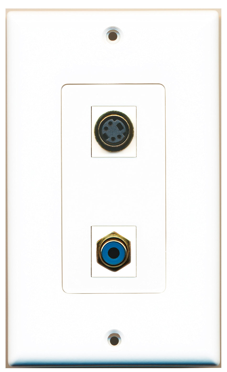 RiteAV 1 Port RCA Blue 1 Port S-Video Wall Plate OVERSIZED White