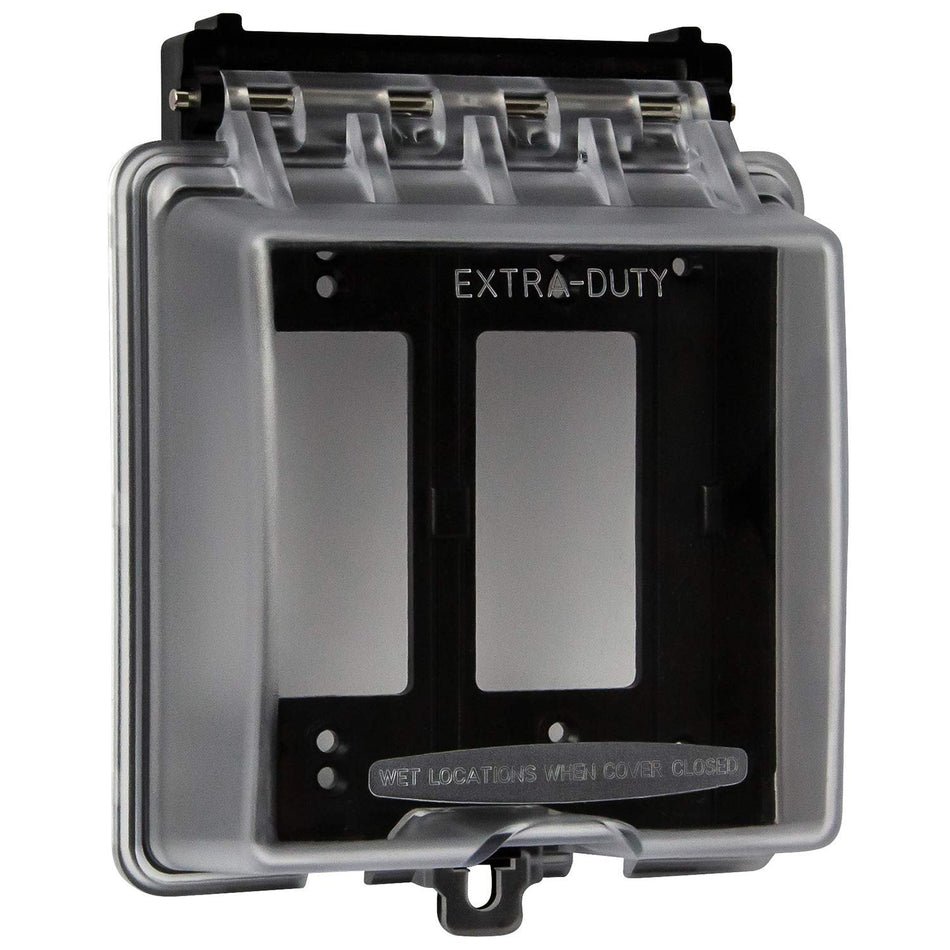 RiteAV - 2-Gang Weatherproof Outdoor Outlet, Outdoor Decorator/GFCI Receptacle Outlets, 6.1” H x 5.2” W x 2.5” D