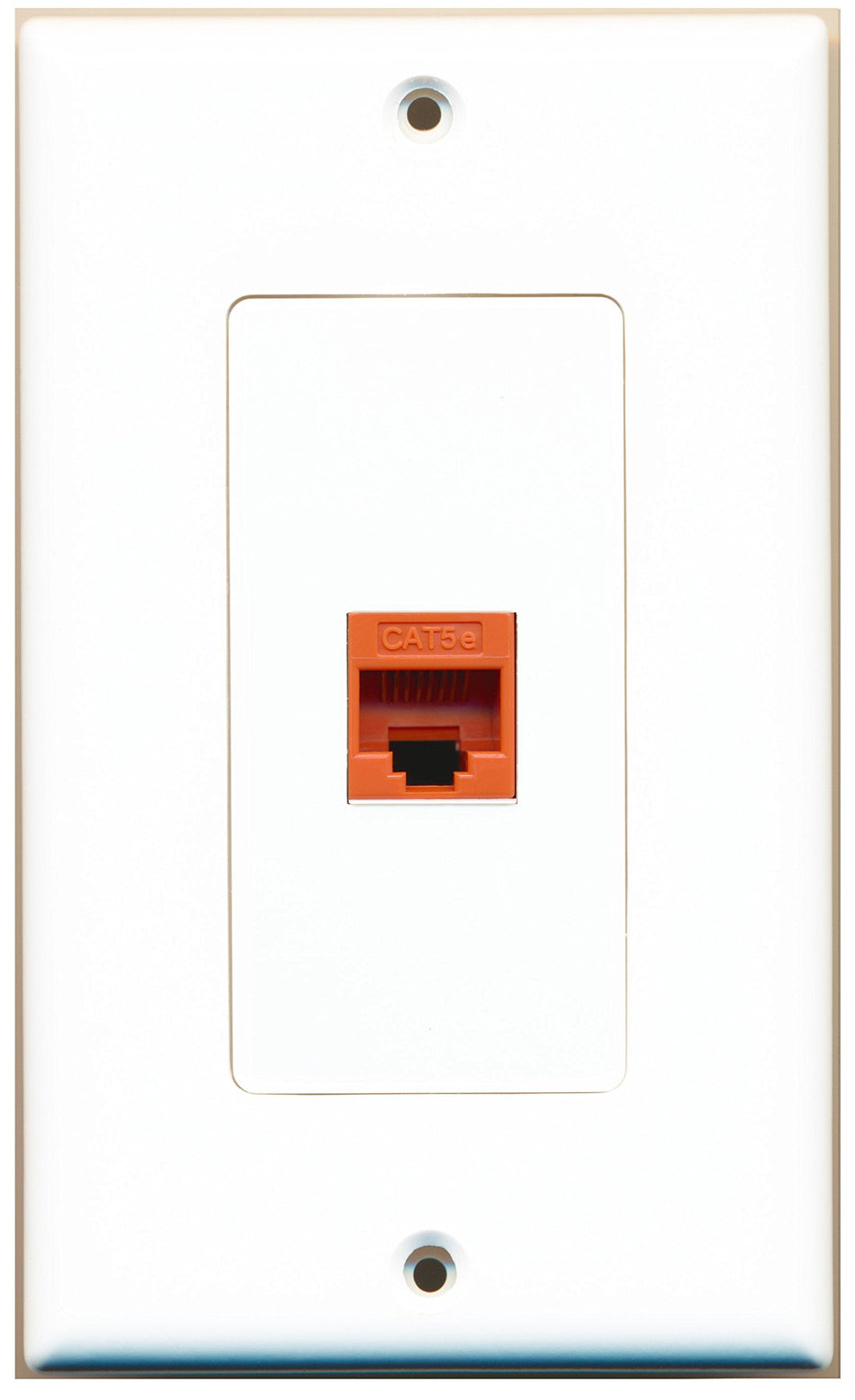 RiteAV 1 Port Cat5e Ethernet Orange Wall Plate OVERSIZED White