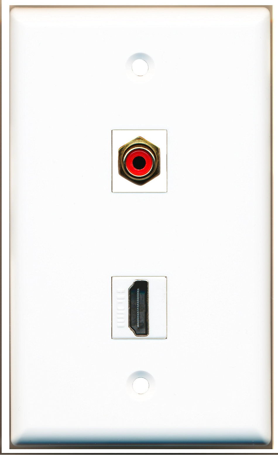 RiteAV - 1 RCA Red for Subwoofer/Audio and 1 HDMI Port Wall Plate White - Bracket Included