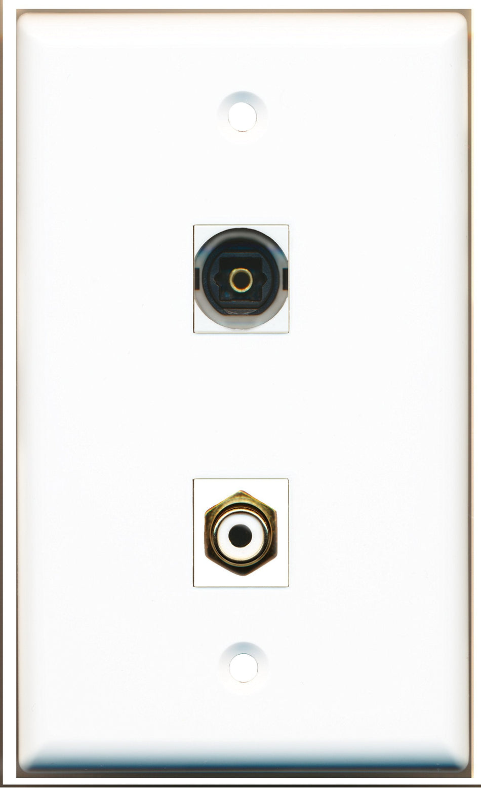 RiteAV - 1 Port RCA White 1 Port Toslink Wall Plate White - Bracket Included