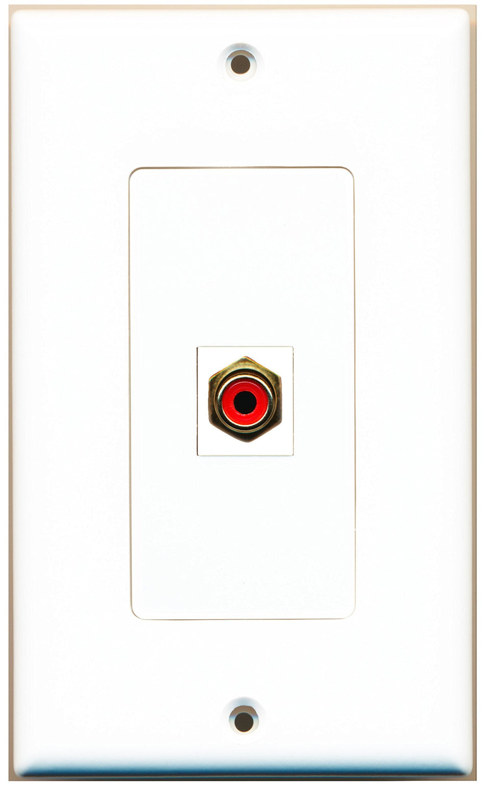 RiteAV 1 Port RCA Red Wall Plate OVERSIZED White