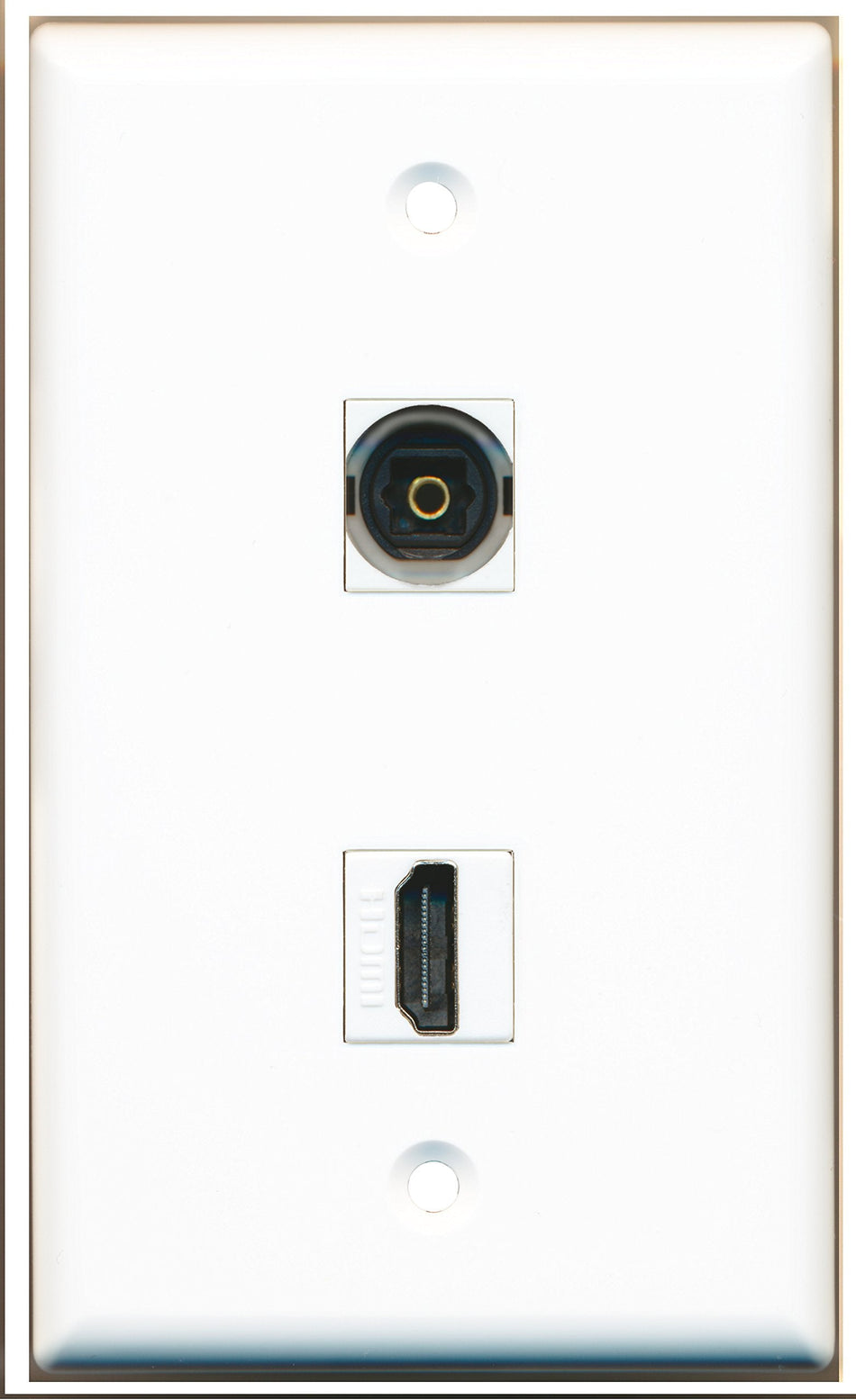 RiteAV - 1 Toslink Digital Audio Port and 1 HDMI Port Wall Plate White - Bracket Included