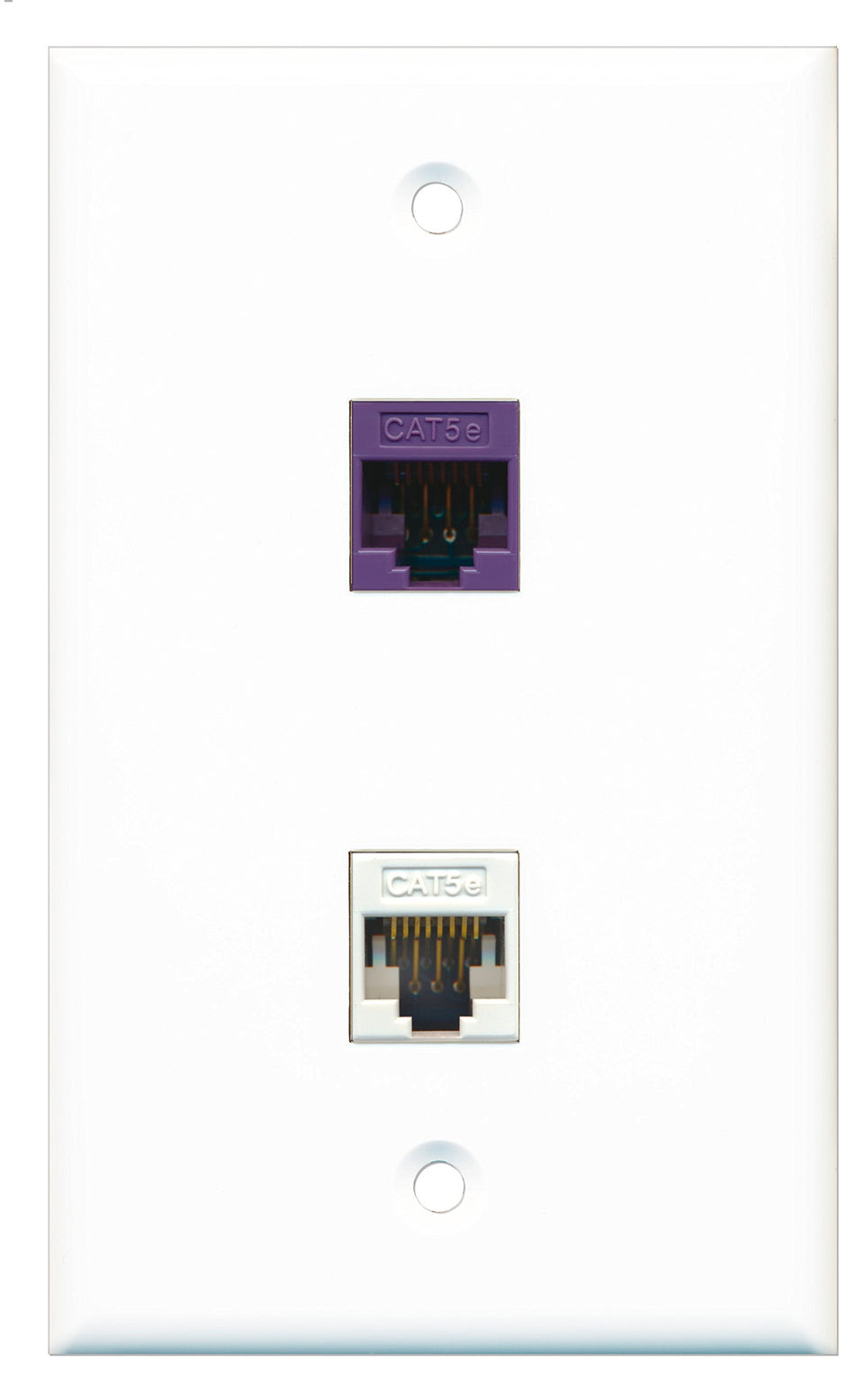 RiteAV - 1 Port Cat5e Ethernet White - 1 Port Cat5e Ethernet Purple Wall Plate White - Bracket Included
