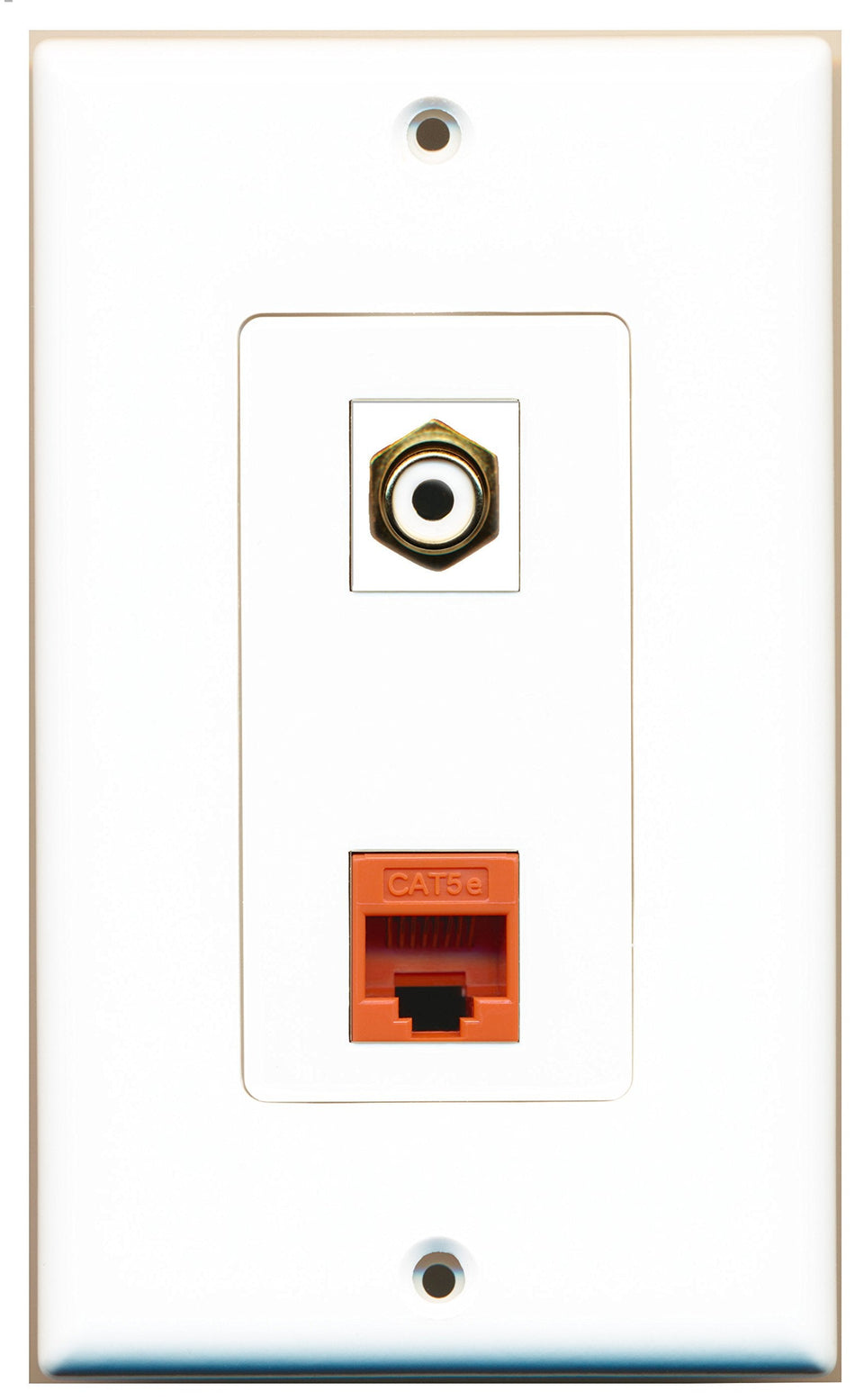RiteAV 1 Port RCA White 1 Port Cat5e Ethernet Orange Wall Plate OVERSIZED White