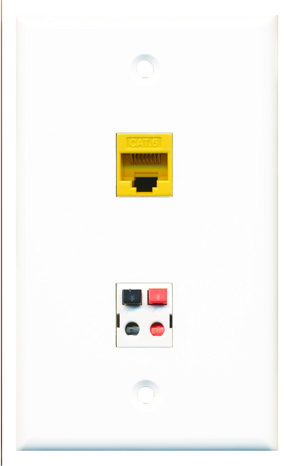 RiteAV - 1 Port Cat6 Ethernet Yellow 1 Port Speaker Wall Plate - Bracket Included