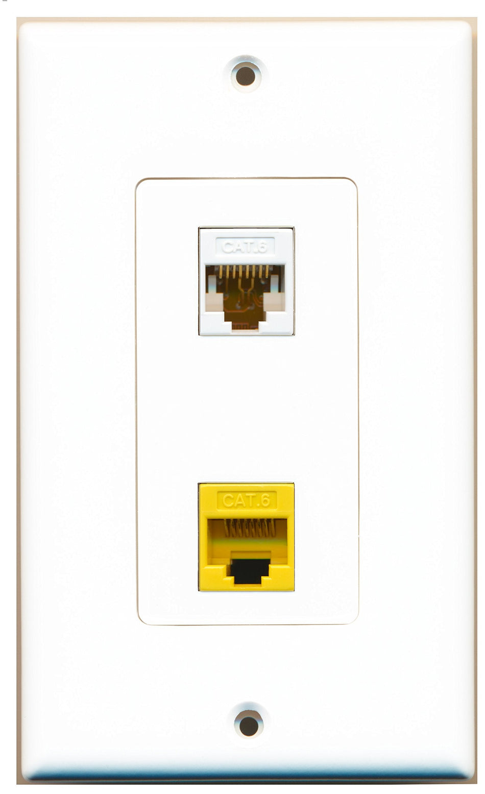 RiteAV 1 Port Cat6 Ethernet White 1 Port Cat6 Ethernet Yellow Wall Plate OVERSIZED