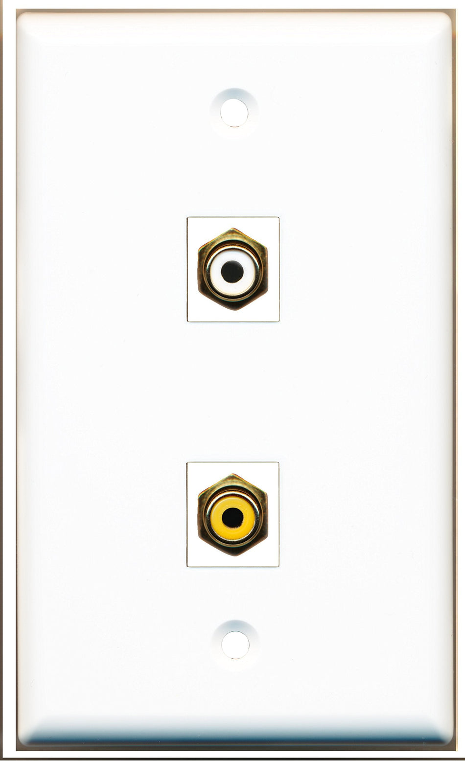 RiteAV - 1 Port RCA White - 1 Port RCA Yellow Wall Plate White - Bracket Included