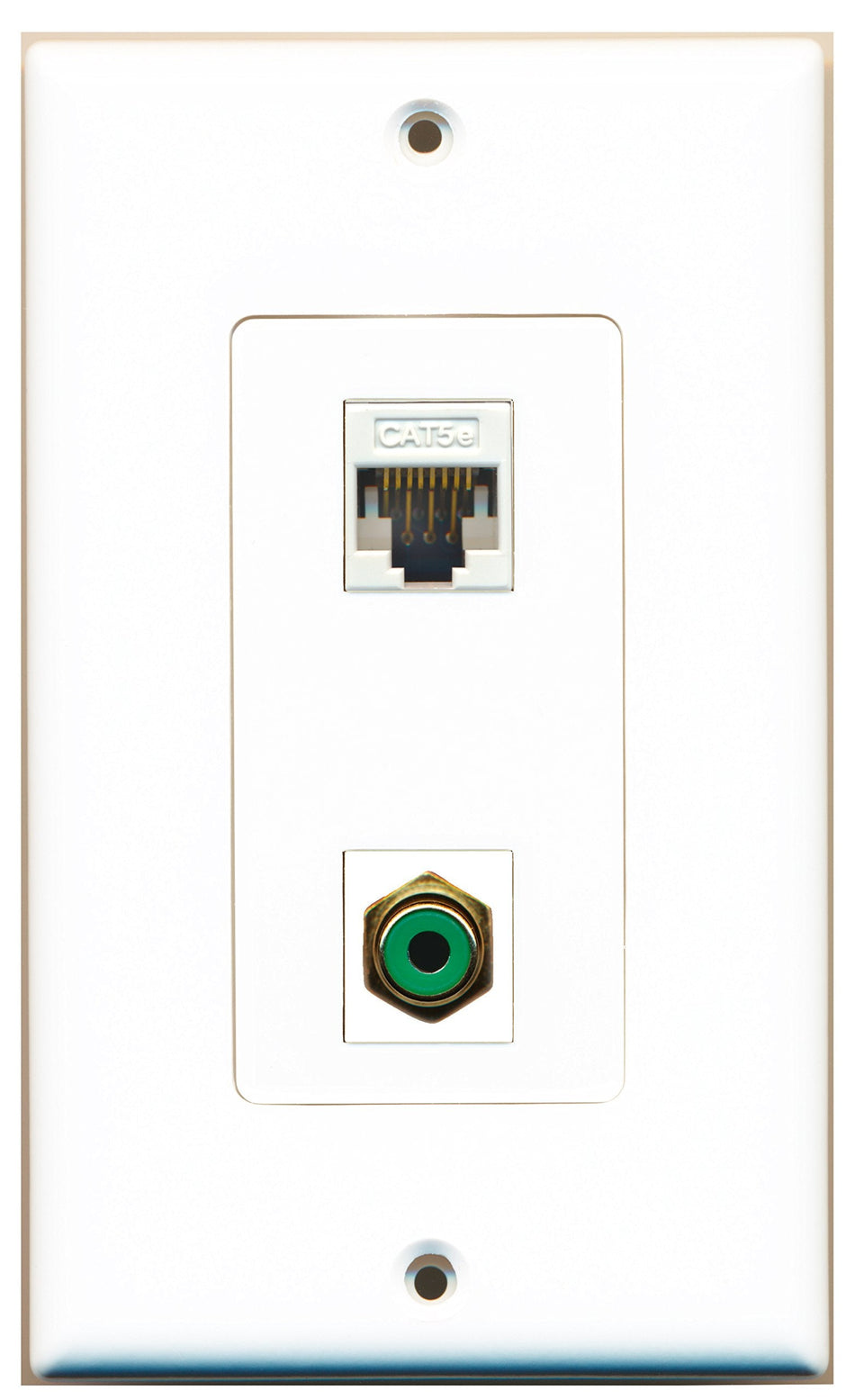 RiteAV 1 Port RCA Green 1 Port Cat5e White Wall Plate OVERSIZED White