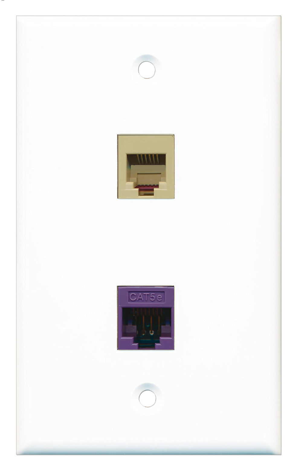 RiteAV - 1 Port Phone Beige 1 Port Cat5e Ethernet Purple Wall Plate - Bracket Included