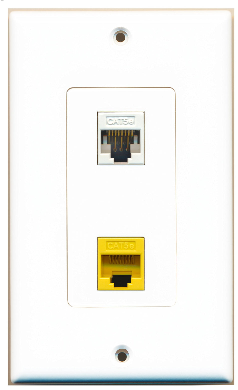 RiteAV 1 Port Cat5e Ethernet White 1 Port Cat5e Ethernet Yellow Wall Plate OVERSIZED
