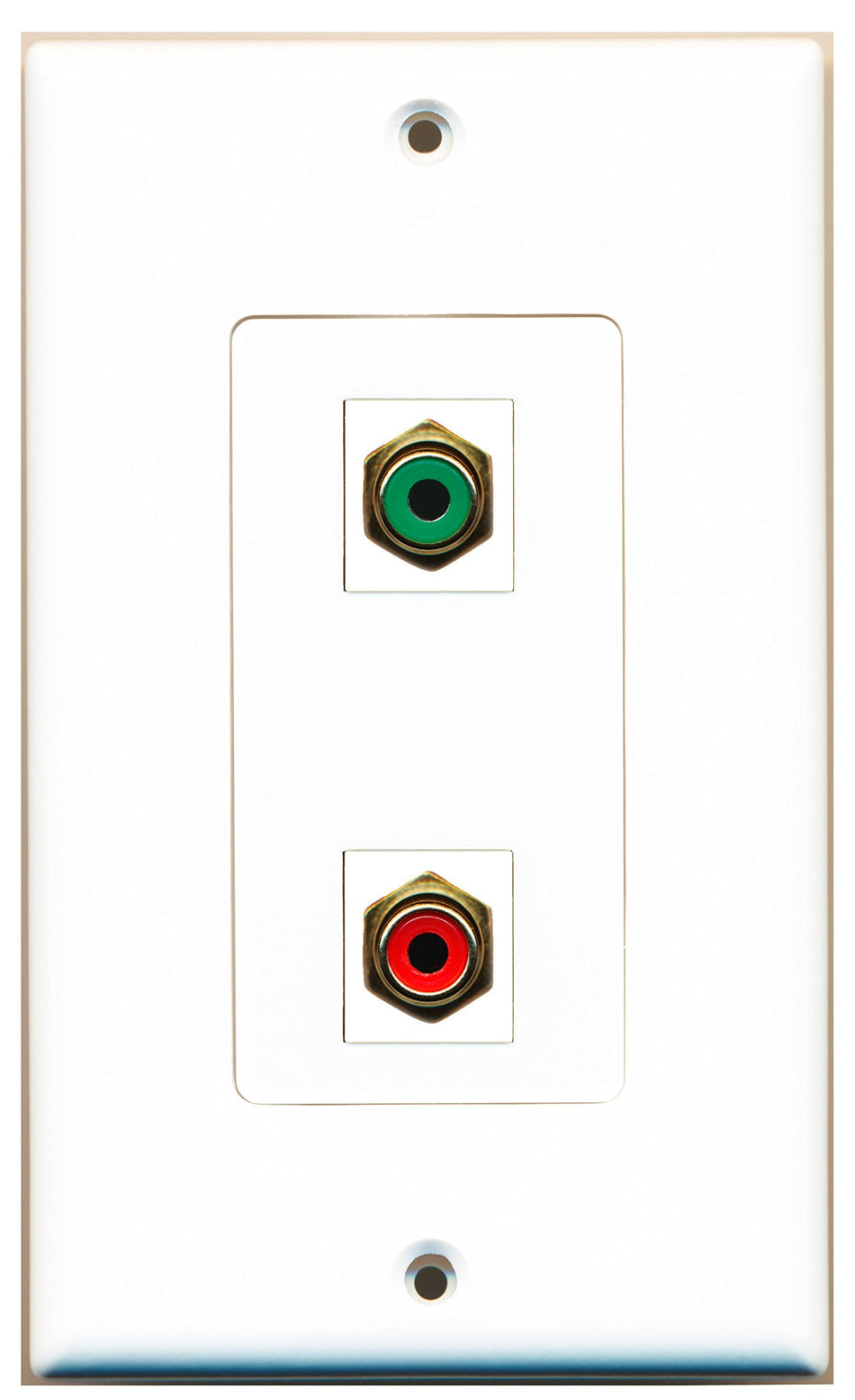 RiteAV 1 Port RCA Red 1 Port RCA Green Wall Plate OVERSIZED White