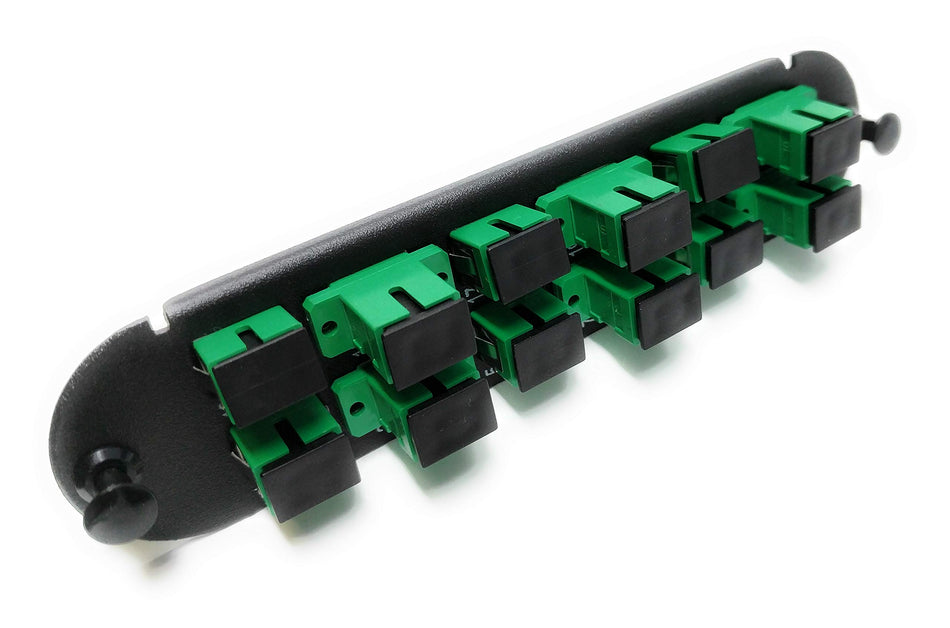 RiteAV - CCH SC/SC (12 Port Simplex w/12 Fiber Connectors) Adapter Panel (Non-LGX) Green/Black (9/125) for Yellow OS2 Singlemode APC