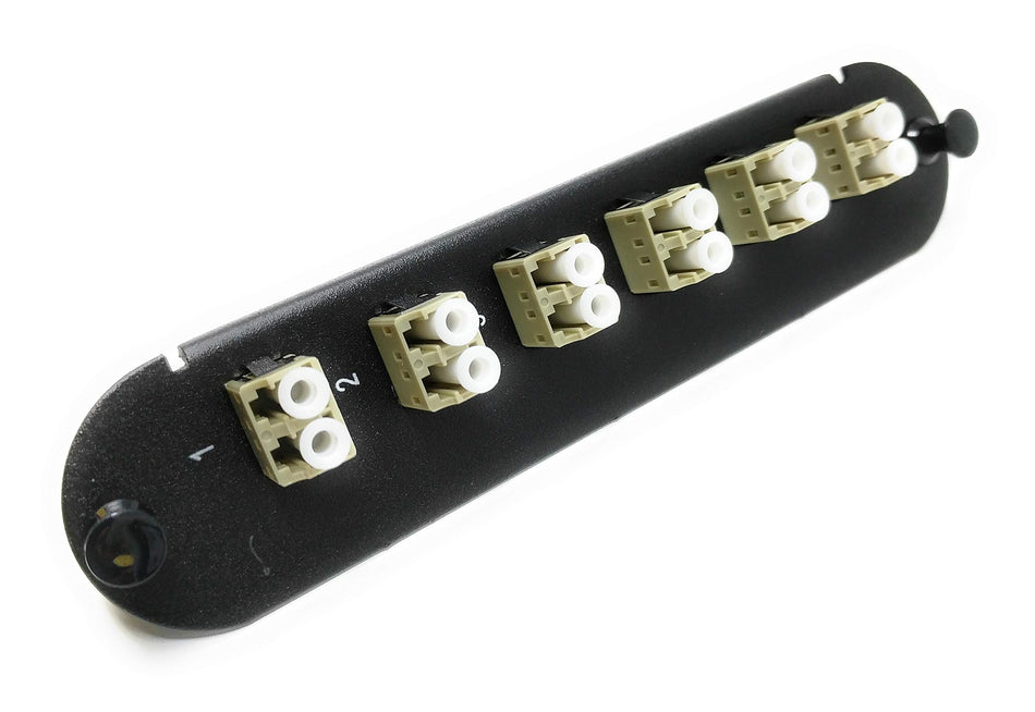 RiteAV - CCH LC/LC (6 Port Duplex w/12 Fiber Connectors) Adapter Panel (Non-LGX) Beige/Black (50/125) for Orange OM2 Multimode