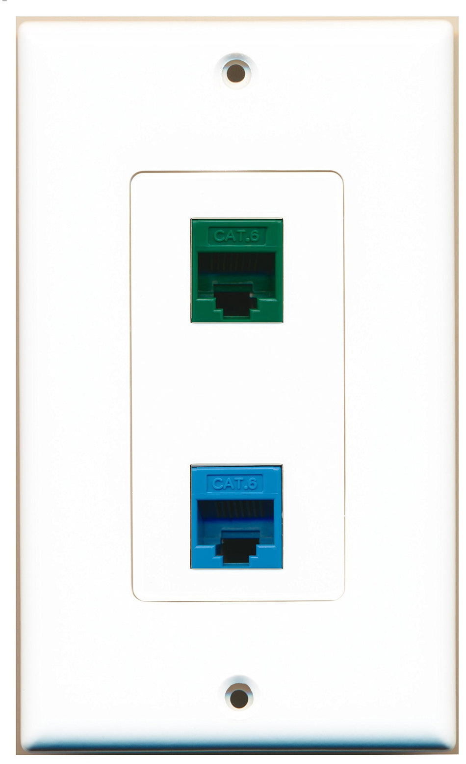 RiteAV 1 Port Cat6 Ethernet Green 1 Port Cat6 Ethernet Blue Wall Plate OVERSIZED