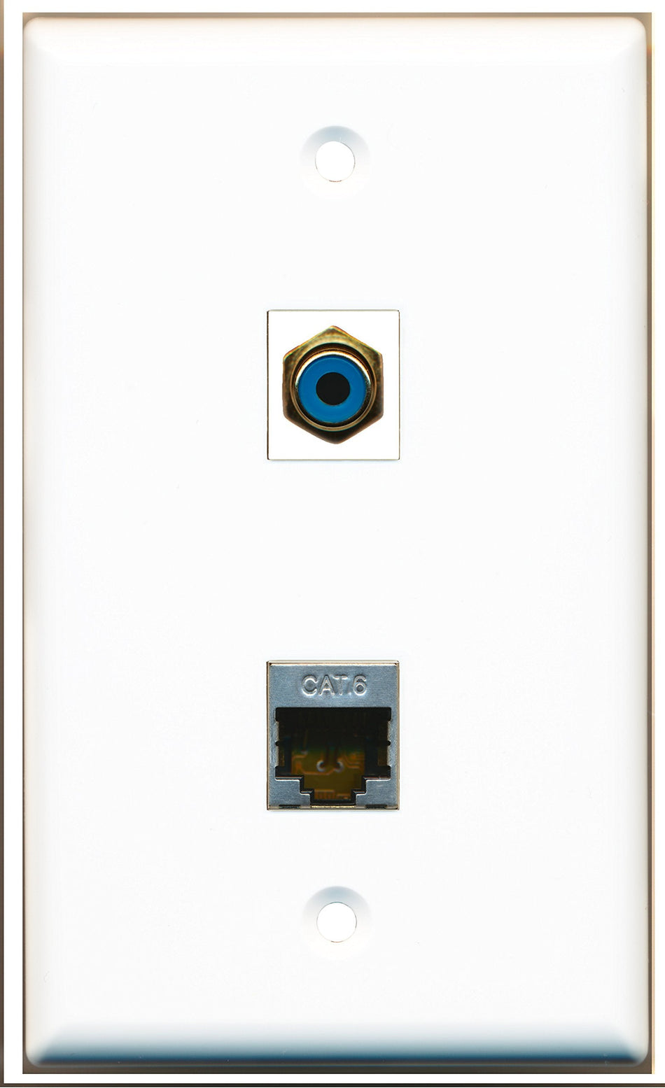 RiteAV - 1 Port RCA Blue 1 Port Shielded Cat6 Wall Plate - Bracket Included