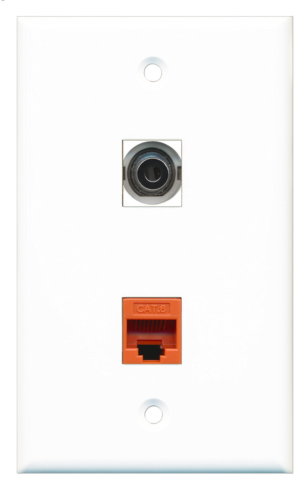 RiteAV - 1 Port 3.5mm 1 Port Cat6 Ethernet Orange Wall Plate - Bracket Included