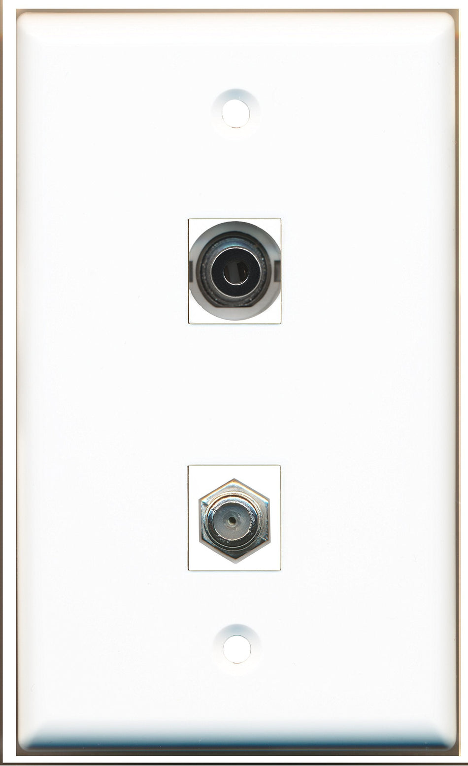 RiteAV - 1 Port Coax 1 Port 3.5mm Wall Plate - Bracket Included