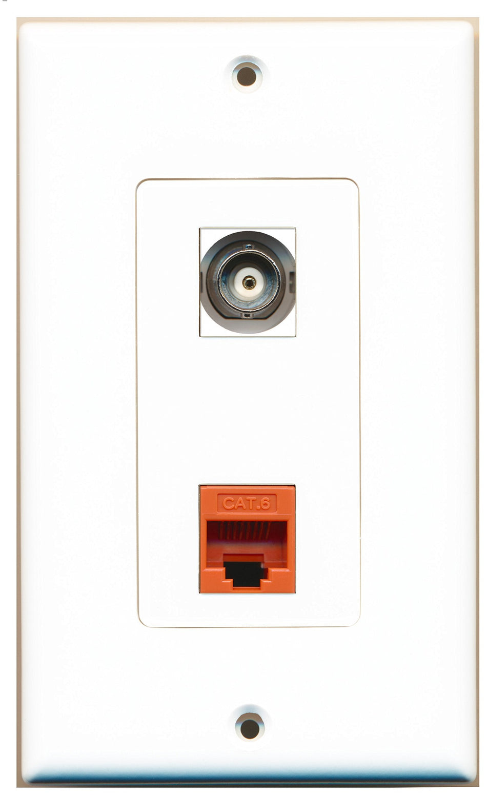 RiteAV 1 Port BNC 1 Port Cat6 Ethernet Orange Wall Plate OVERSIZED