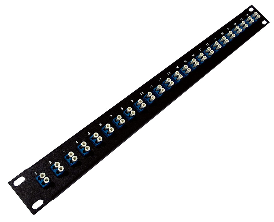 Ultra Spec Cables 24 Port LC Fiber Patch Panel Singlemode (Blue Couplers) (loaded 1u) 19"