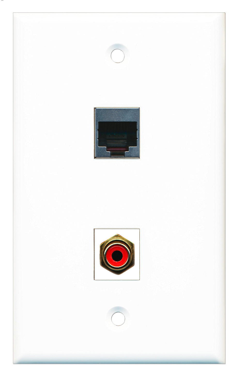 RiteAV - 1 Port RCA Red 1 Port RJ45 Shielded Wall Plate - Bracket Included