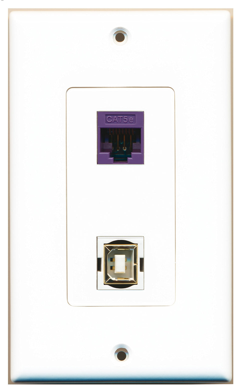 RiteAV 1 Port Cat5e Ethernet Purple 1 Port USB B-B Wall Plate OVERSIZED