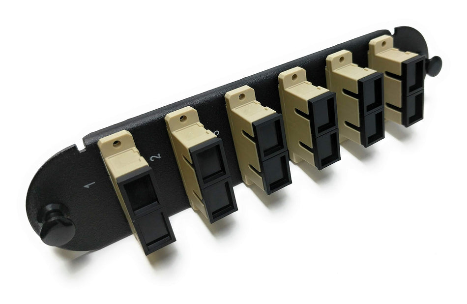 RiteAV - CCH SC/SC (6 Port Duplex w/12 Fiber Connectors) Adapter Panel (Non-LGX) Beige/Black (50/125) for Orange OM2 Multimode