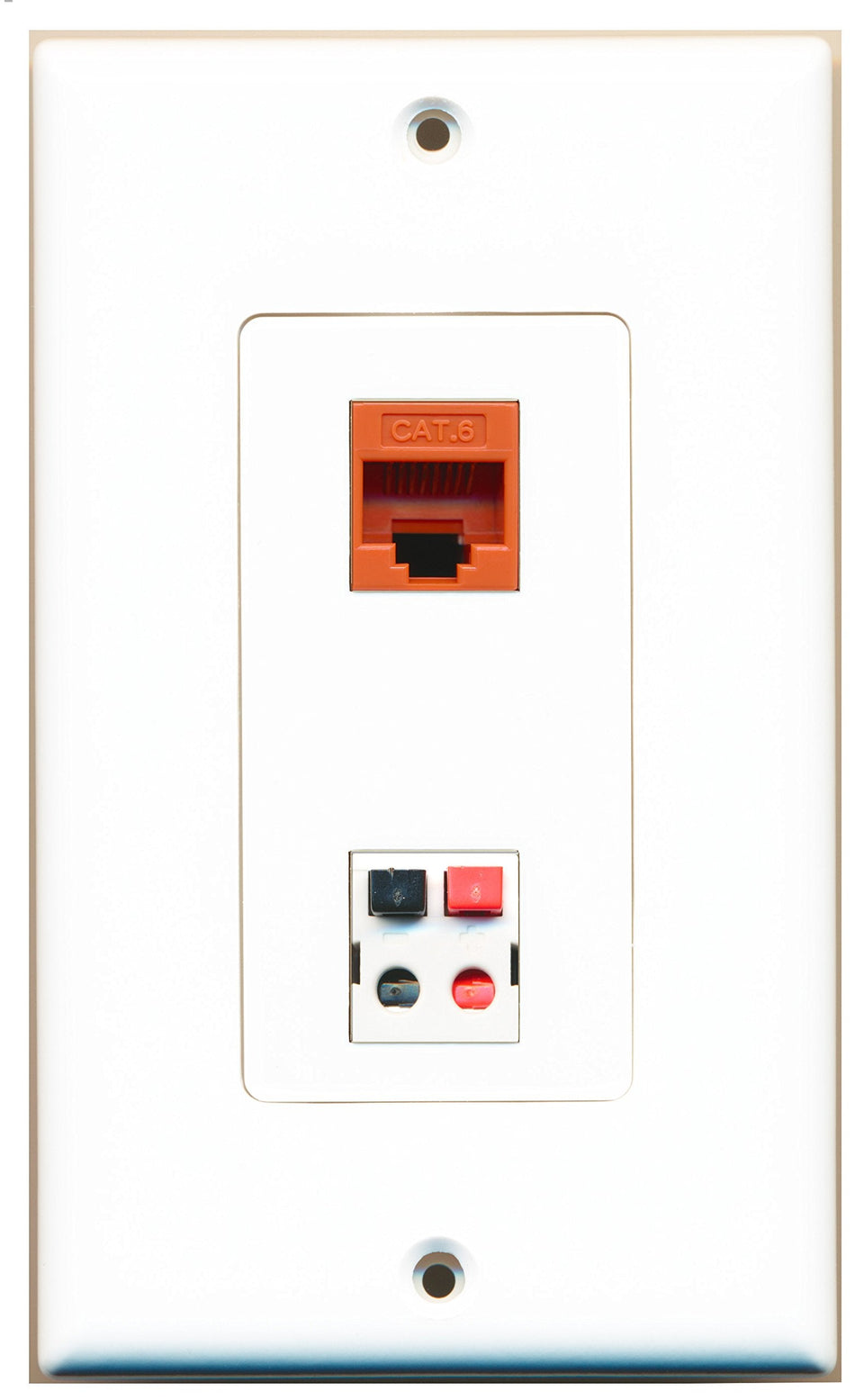 RiteAV 1 Port Cat6 Ethernet Orange 1 Port Speaker Wall Plate OVERSIZED