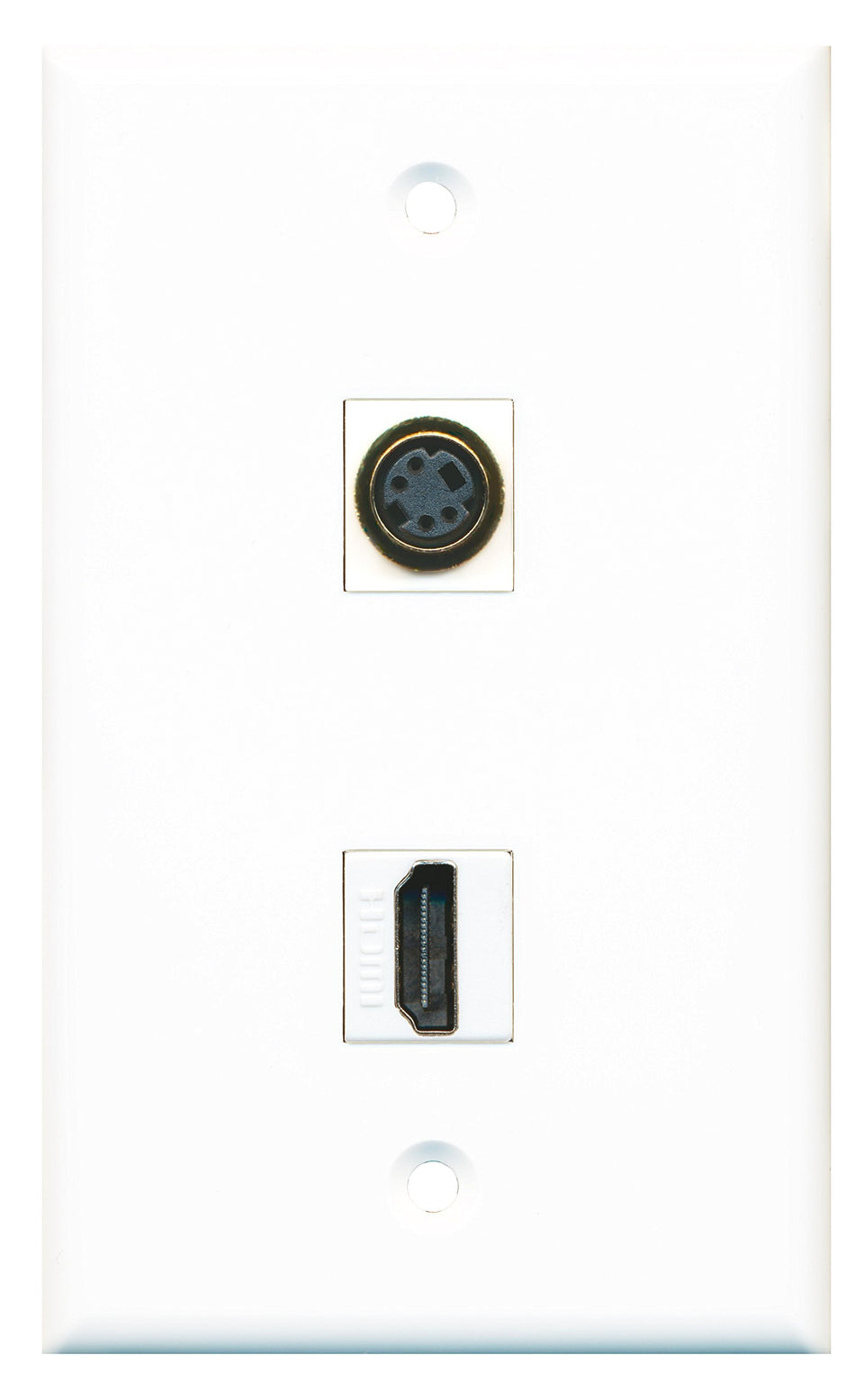 RiteAV - 1 Port HDMI - 1 Port S-Video Wall Plate White - Bracket Included