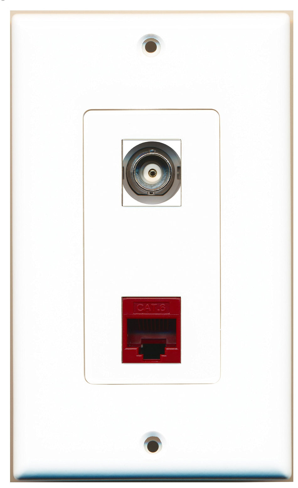 RiteAV 1 Port BNC 1 Port Cat6 Ethernet Red Wall Plate OVERSIZED