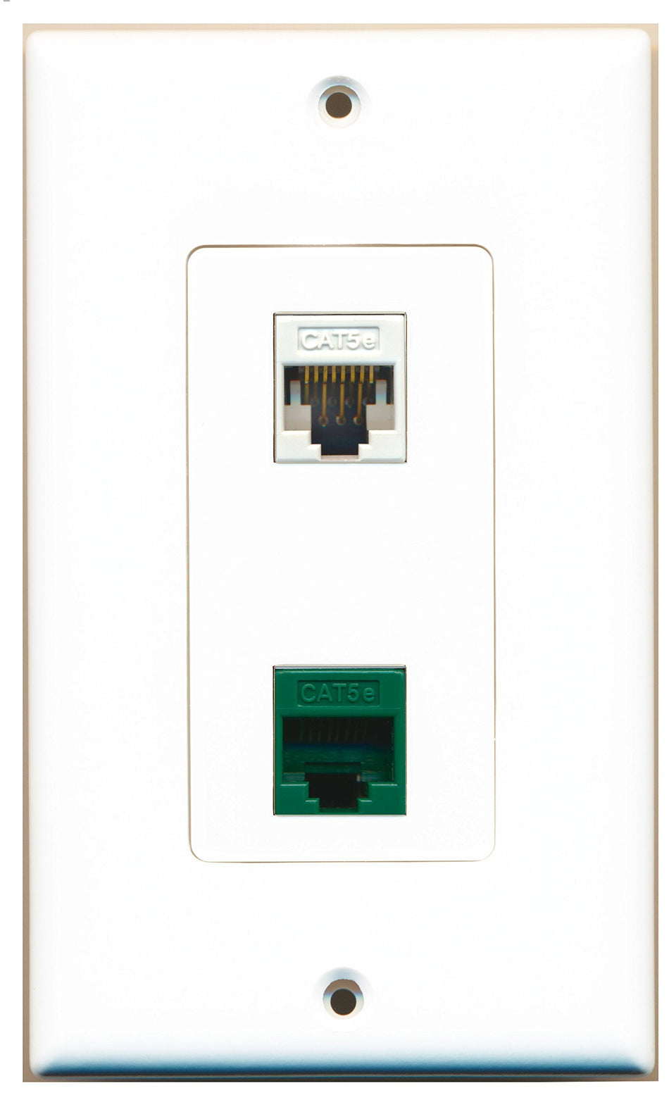 RiteAV 1 Port Cat5e Ethernet White 1 Port Cat5e Ethernet Green Wall Plate OVERSIZED