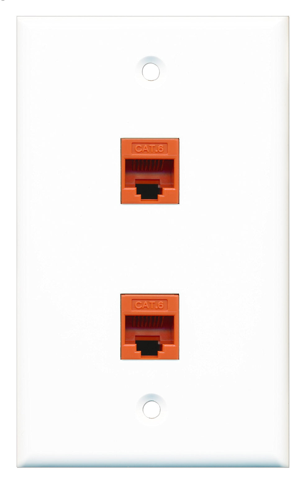RiteAV - 2 Port Cat6 Ethernet Orange Wall Plate - Bracket Included