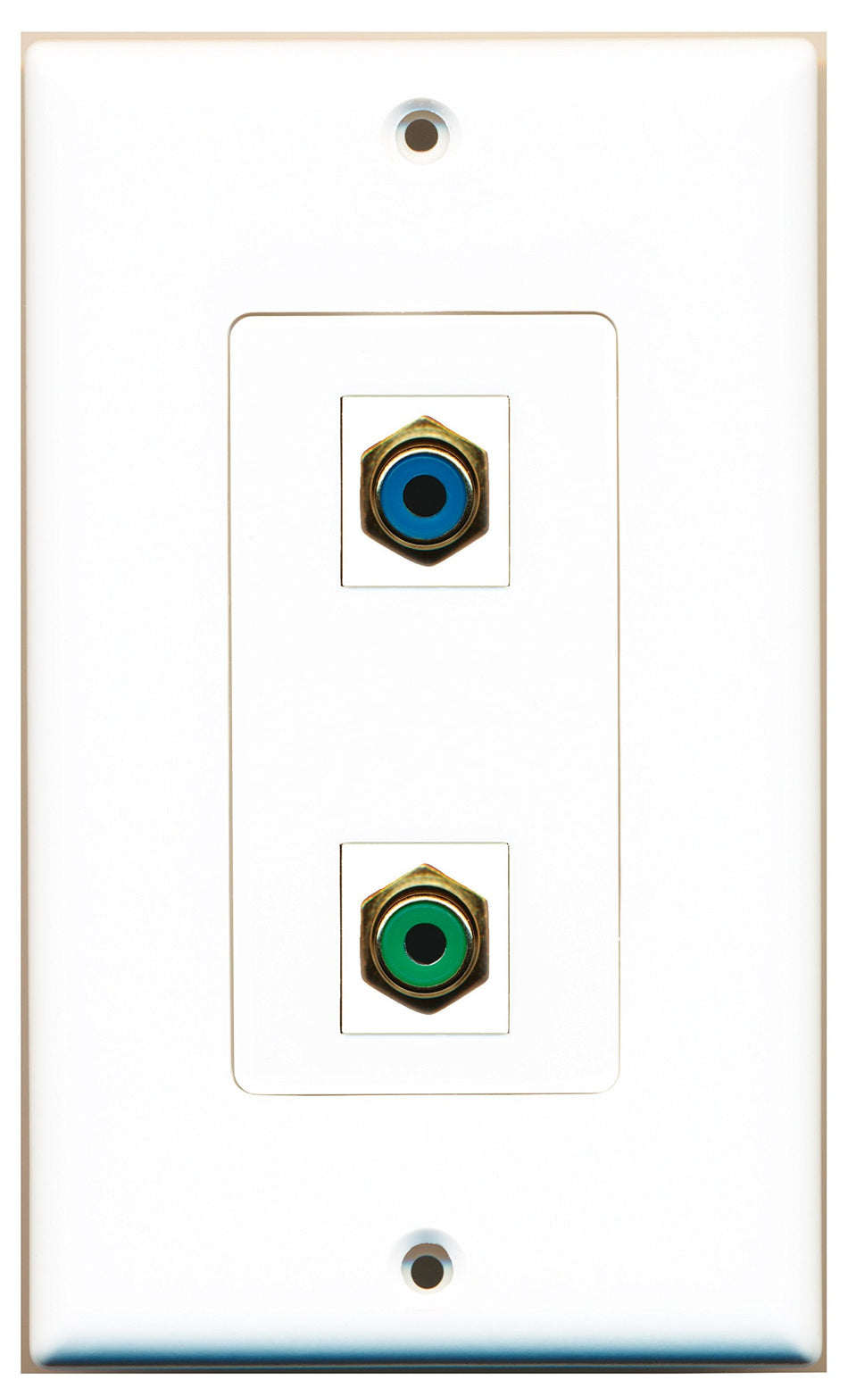 RiteAV 1 Port RCA Green 1 Port RCA Blue Wall Plate Oversized White