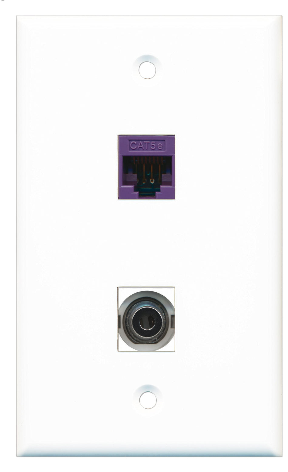 RiteAV - 1 Port 3.5mm 1 Port Cat5e Purple Wall Plate - Bracket Included