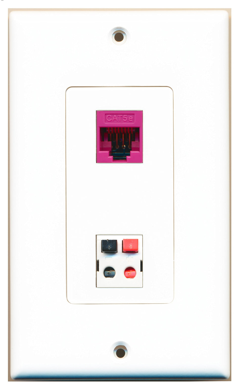 RiteAV 1 Port Cat5e Ethernet Pink 1 Port Speaker Wall Plate OVERSIZED