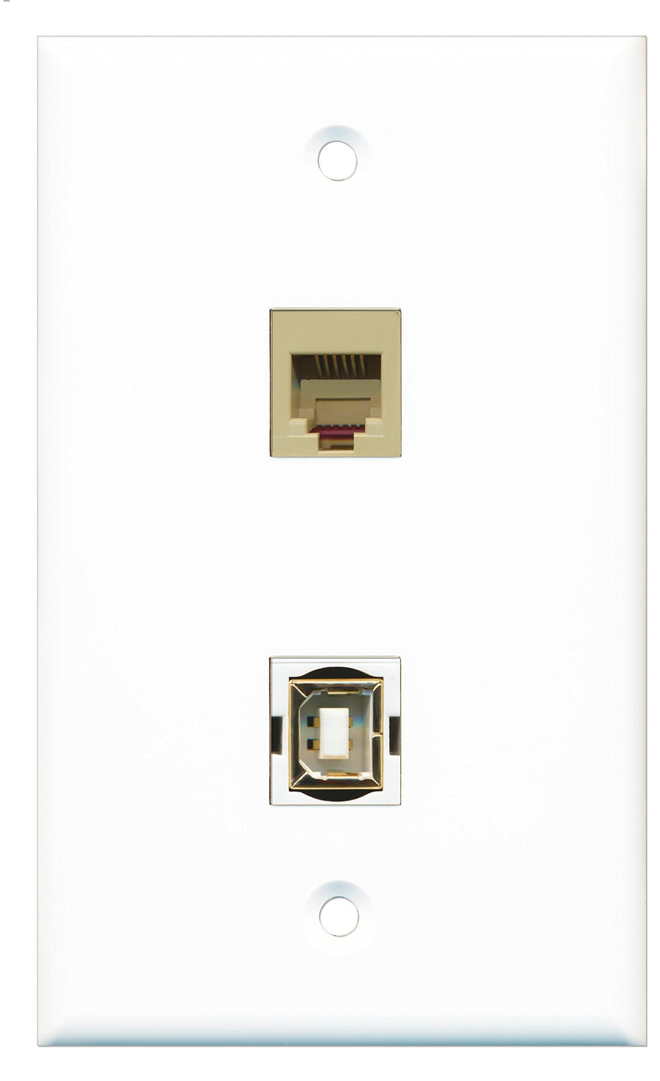 RiteAV - 1 Port Phone Beige 1 Port USB B-B Wall Plate - Bracket Included