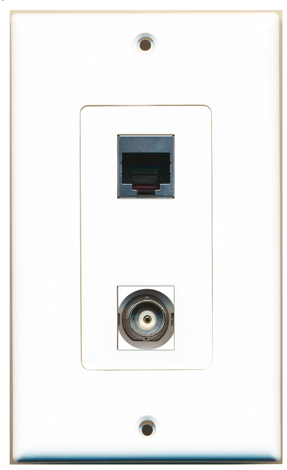RiteAV 1 Port BNC 1 Port RJ45 Shielded Wall Plate OVERSIZED