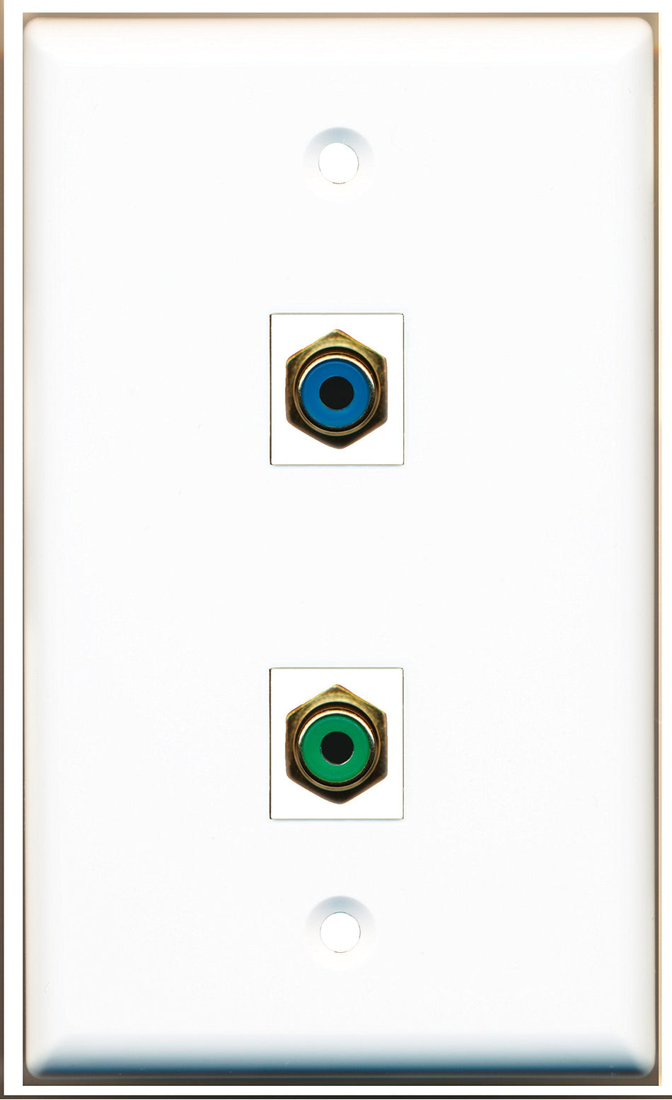 RiteAV - 1 Port RCA Green 1 Port RCA Blue Wall Plate White - Bracket Included